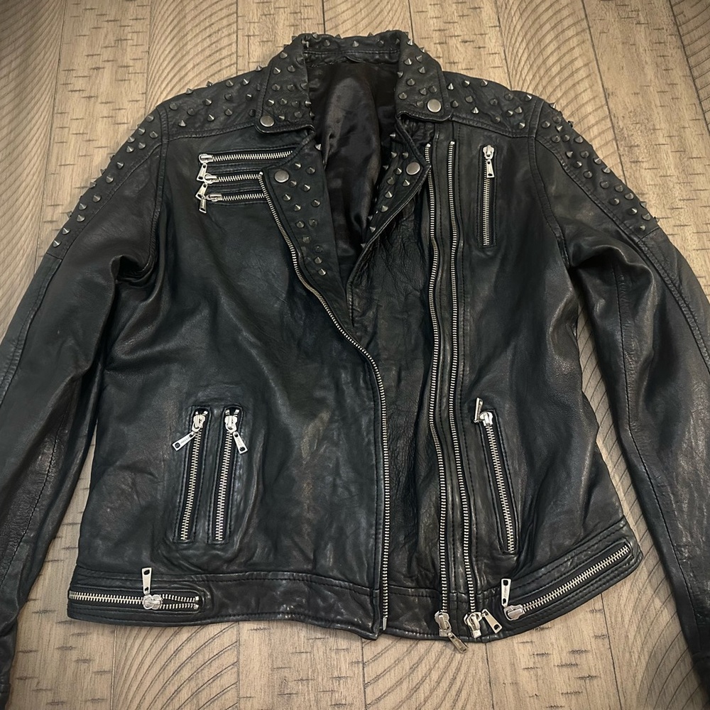 Animale Black Studded Leather Jacket